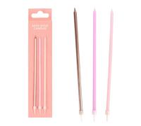 Talking Tables 12 x Rose Gold, Pink & Purple Birthday Candles with Holders, 18 cm Tall Cake Decorations for Birthday, Wedding, Anniversary