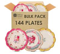 Talking Tables 144 x Strong Floral Paper Plates Bulk Pack for Afternoon Tea Party, Truly Scrumptious Table Decorations, Disposable Dishes Tableware