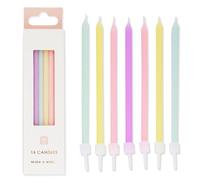 Talking Tables 16 x Pastel Birthday Candles with Holders Birthday Cake Toppers | Thin 10cm | Cake Decorations for Birthdays, Baby Shower, Boys or Girls