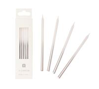 Talking Tables 16 x White and Silver Birthday Candles Cake Toppers | Birthday Candles for Cakes Long Tall 10cm | Cake Decorations Wedding Anniversary NYE Silver Candles Size 10cm