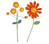 Talking Tables 2 x Autumn Hues Crochet Stems 26cm Handmade Crochet Flower Bouquet with Sunflower and Blooms, Reusable Autumn Decoration for Vases, Mothers Day Gifting