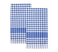 Talking Tables 2 x Blue Gingham Kitchen Tea Towels Table Linen Fabric Dish Cloths Large Checkered Cloth Napkins Absorbent Durable Soft Cotton Quick Drying, ECO Packaging 45cm x 70cm