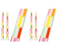 Talking Tables 2 x Colourful Checkered Tapered Tall Dinner Candles Made of Wax Stylish Table Decorations Table Centrepieces Summer Decor Eco Packaging Unscented Burn Time 5 Hours 23cm (Pack of 2)