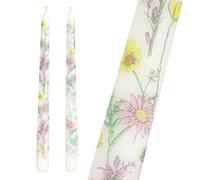 Talking Tables 2 x Dinner Candles 5 Hr Burn, Meadow Spring Table Styling Soft Colour Tapered Candles for Dinners Celebrations Mothers Day Home Decor Slow Burn Unscented Wax 25cm