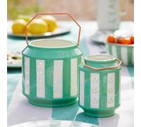 Talking Tables 2 x Green Enamel Lantern Decorative Candle Lanterns