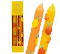 2 x Hand Painted 3D Citrus Lemon and Orange Colourful Dinner Candles | Ideal Birthday or Mothers Day Gift Unscented, 6 Hours Burn Time - Eco-Friendly | Summer Table Décor Talking Tables Branded