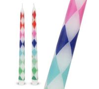 Talking Tables 2 x Harlequin Taper Dinner Candles 25cm Christmas Decoration | Christmas Gift and Decoration with 2 mixed-colour harlequin taper candles, each 25cm tall with a 5-hour burn time