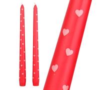 Talking Tables 2 x Heart Taper Dinner Candles 5 Hr Burn, Decorative Table Candles for Romantic Dinners, Valentines Celebrations and Home Styling Unscented Wax with Heart Detail 25cm