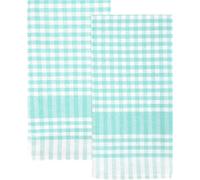 Talking Tables 2 x Mint Green Gingham Kitchen Tea Towels Table Linen Fabric Dish Cloths Large Checkered Cloth Napkins Absorbent Durable Soft Cotton Quick Drying, ECO Packaging 45cm x 70cm