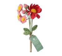 Talking Tables 2 x Pink Daisy Crochet Sprig or Summer Decorative Cotton Flowers Handmade Crocheted Floral Stems for Table, Home Styling Gift Seasonal Displays Soft Yarn Finish Reusable 18cm