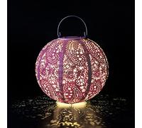 Talking Tables 2 x Pink Solar Lanterns for The Garden Décor, Patio | Boho Moroccan Outdoor Hanging Lights Battery Powered | Cast Shadow Patterns - Birthday or Christmas Gift for Her Made from Tyvek