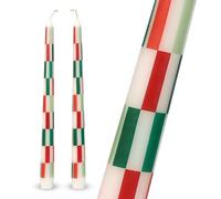 Talking Tables 2 x Red and Green Checked Tapered Candles - Chequered Dinner Candles for Table Wedding Centrepieces, Home Décor & Gifts, Unscented Wax, 5 Hour Burn, Decorative Table, 25cm