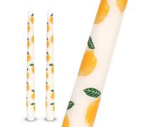 Talking Tables 2 x Tapered Tall Dinner Candles with Lemons Design Made of Wax, Stylish Table Decorations Table Centrepieces, Summer Decor. Eco Packaging, Unscented, Burn Time 5 Hours, 23cm