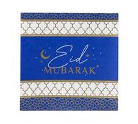 Talking Tables 20 x Blue & Gold Eid Napkins | Recyclable Disposable Paper Serviettes, Table Party Decorations for Festival Feast No Plastic