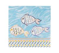 Talking Tables 20 x Fish Paper Napkins-|Souk Mediterranean-Inspired Serviettes, Summer Picnic, Garden Party Supplies, Disposable, Yellow, Ocean Blue