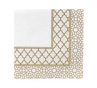 Talking Tables 20 x Gold & White Paper Napkins, EID Mubarak Napkins, Ramadan Napkins, Party Porcelain Serviettes for Weddings & Celebrations, FSC Paper, 33 x 33 cm