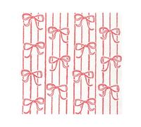 Talking Tables 20 x Paper Napkins Bow Patterned Serviettes, Disposable, Recyclable 25 x 25cm Elegant Red and White Festive Xmas Tableware Catering, Christmas, Halloween Party