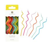 Talking Tables 20 x Rainbow Twisted Birthday Candles for Cake Decorations with Tall Spiral Wax Design for Anniversary Party Cake Topper Candles Eco Packaging, Yellow, Pink, Orange, Blue, Green 15cm