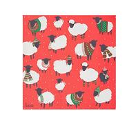 Talking Tables 20 x Sheep Napkins Red Paper Christmas Disposable Serviettes Xmas Eco Table Decorations- Festive Woolly Sheep Christmas Tableware Decoupage - 33cm x 33cm