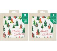 Talking Tables 21 x Christmas Tree Napkins - Recyclable Plastic-Free Festive Paper Napkins, Watercolour Design in Gold, Green & Red, 33 cm x 33 cm (Pack of 2)