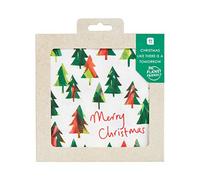 Talking Tables 21 x Christmas Tree Napkins - Recyclable Plastic-Free Festive Paper Napkins, Watercolour Design in Gold, Green & Red, 33 cm x 33 cm