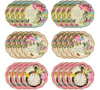 Talking Tables Pack of 24 Alice in Wonderland Themed Disposable Paper Plates | Supplies for Mad Hatter Tea Party, Birthday, Baby Shower, Mother's Day, Multicolor, 18 centimeters