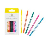 Talking Tables 24 x Happy Birthday Candles |For Cake Topper Cake Decorations for Boys or Girls, Bright Rainbow Themed -yellow, pink, green, blue and orange, Recyclable Packaging