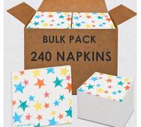 Talking Tables 240 x Colourful Star Paper Napkins, Disposable Serviettes, Home Recyclable, Birthday Party Supplies, Gender Neutral, All Ages, 33 cm x 33 cm