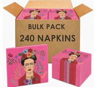 Talking Tables 240 x Frida Kahlo Pink Paper Cocktail Napkins, 25 cm Disposable Serviettes for Mexican Fiesta, Birthday, Boho Summer Party Tableware & Decoupage
