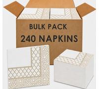 Talking Tables 240 x Gold & White Paper Napkins, Party Porcelain Serviettes for Weddings, Celebrations, Birthdays, EID Mubarak Napkins, Ramadan Napkins, 33x 33cm