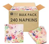 Talking Tables 240 x Pink Floral Cocktail Napkins, Quality Disposable Pretty Serviettes, Table Afternoon Tea Party Decorations Mother's Day, Birthday, Wedding Bridal or Baby Shower 3ply 5.5’