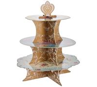 Talking Tables 3-Tier Reusable Floral Cake Stand Reversible Ideal for Afternoon Tea Party Decorations Baby Shower Wedding or Anniversary Mother's Day,Pink, Blue, Yellow,Height 36cm, 14"
