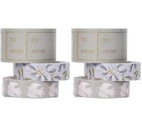 Talking Tables 3 x Gift Wrapping Tape Kit and Paper Rolls, White Mistletoe Paper Tape Wrap Kraft, Washi, Decorative Designs for Holiday Packing, Christmas, Crafting and Scrapbooking (Pack of 2)