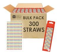 Talking Tables 300 x Bulk Stripy Paper Straws Cocktail Disposable Striped Drinking Straws for Birthday, Wedding, Party, Catering, Bar, Yellow, White, Green, Pink, Blue