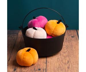 Talking Tables 3x Luxurious Velvet Pumpkin Table Decorations in Autumnal Colors, Fall Harvest Soft and Elegant Seasonal Centrepieces Peach Pink and Orange, 9cm x 10cm