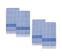 Talking Tables 4 x Blue Gingham Kitchen Tea Towels Table Linen Fabric Dish Cloths Large Checkered Cloth Napkins Absorbent Durable Soft Cotton Quick Drying, ECO Packaging 45 x 45cm