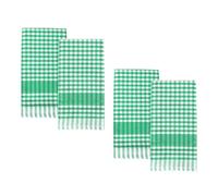 Talking Tables 4 x Green Gingham Kitchen Tea Towels Table Linen Fabric Dish Cloths Large Checkered Cloth Napkins Absorbent Durable Soft Cotton Quick Drying, ECO Packaging 45 x 45cm