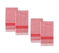 Talking Tables 4 x Red Gingham Kitchen Tea Towels Table Linen Fabric Dish Cloths Large Checkered Cloth Napkins Absorbent Durable Soft Cotton Quick Drying, ECO Packaging 45 x 45cm
