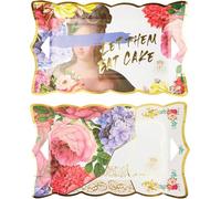 Talking Tables Truly Scrumptious Floral Paper Serving Platters, Pack of 4 Disposable Food Trays for Afternoon Tea Party, Birthday, Mother's Day, Bridgerton Theme, 17.5 centimeters