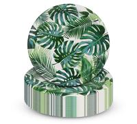 Talking Tables 48 x Tropical Paper Plates | Made in USA | 9 Inches Bulk Pack Palm Leaf Design Disposable Tableware Kid's Jungle Hawaiian Theme Party Decorations Summer Luau Green BBQ Birthday Cake