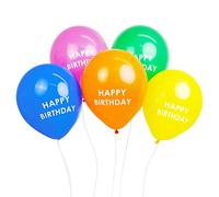 Talking Tables Pack of 5 Rainbow Happy Birthday Balloons with Ribbon | Party Decorations for Birthday, Yellow, Orange, Green, Blue, Pink