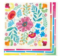 Talking Tables 50 x Boho Colourful Floral Paper Napkins | Disposable Serviettes for Summer Dining, BBQ, Picnic, Kids Birthday Everyday Encanto Party, Festival, Decoupage