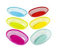 Talking Tables 6 Pack Reusable Plastic Colourful Food Baskets for Hotdogs, Burgers, Fries, Sweets, Crisps, Snacks | Movie Nights, Kids Birthday Party Picnics, Tropical BBQ, Summer Garden Festival