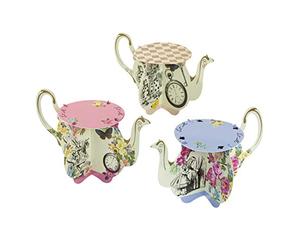 Talking Tables 6 x Alice in Wonderland Teapot Cupcake Stands - Delightfully Vintage Paper Cake Displays Afternoon Kids Tea Party Decorations for Birthdays, Reusable, Wedding Table Decorations