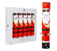 Talking Tables 6 x Christmas Crackers with Mystery Challenge Game, Party Hat, Fun Guy Santa Design Eco-Friendly Xmas Tableware, Recyclable