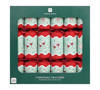 Talking Tables 6 x Eco-Friendly Handmade Christmas Crackers with Reusable Culinary Gifts, Scrolls, Jokes, Paper Hats Sustainable Xmas Table Decorations, Red and Green Plastic Free 12inches
