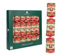 Talking Tables 6 x Red Christmas Crackers Folklore, 30cm Festive Crackers with Culinary Gifts, Games & Hats - Plastic Free, Recyclable Christmas Dinner Table Decorations