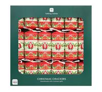 Talking Tables 6 x Red Folklore Holly Bows Festive Culinary Gifts, Jokes & Hat Plastic Free Eco Friendly Crackers for Christmas Dinner Table Decorations 12inches