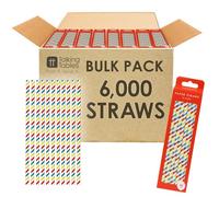 Talking Tables 6000x Bulk Stripy Cocktail Disposable Striped Paper Drinking Straws for Birthday, Wedding, Party, Catering, Bar, Red, White, Blue, Yellow
