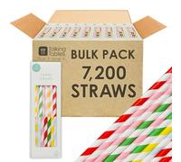 Talking Tables 7200 x Bulk Straws Stripy Disposable Straws Striped Paper Drinking Straws for Birthday, Wedding, Party, Catering, Bar, Yellow, White, Green, Pink, Blue